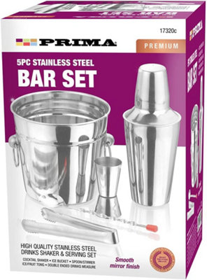  - 5Pc Stainless Steel Cocktail Shaker And Ice Bucket Bartender Drinks Mixer