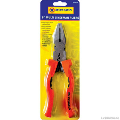 Marksman Multi Purpose Electrician Linesman Pliers 8 Inch Tool Cutter Wiring Crimper Stripper from B&Q