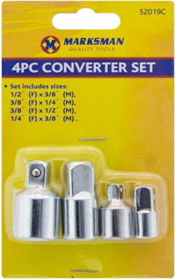 Marksman 4Pc Piece Socket Converter Set Tool Ratchet Reducer Bits Quality Tool Diy from B&Q