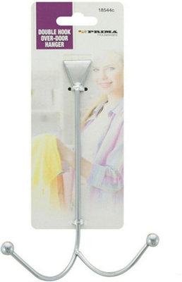  - Set Of 2 Double Hook Over The Door Clothes Hanger Stainless Steel Organiser Storage