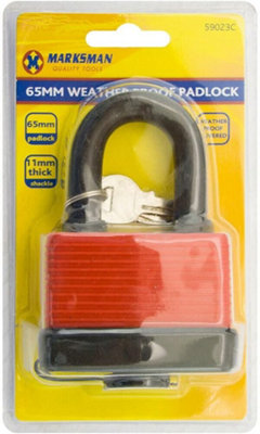Marksman Heavy Duty Weatherproof Padlock Keys Locker Outdoor Shed Pad Lock Security 65mm from B&Q