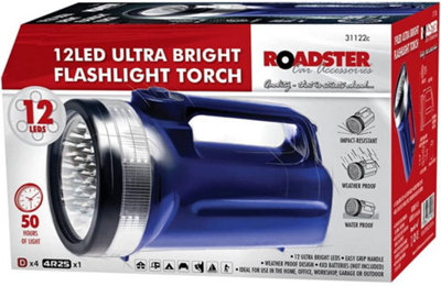 12 Led Ultra Bright Flashlight Portable Camping Torch Hiking Waterproof from B&Q