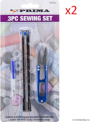 6Pc Sewing Set Thread Cutter Seam Ripper Unpicker Stitch Scissor Metal Gauge from B&Q