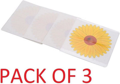  - Pack Of 3 Fly Window Sticker Traps Insect Bug Catcher Sunflower Home Glue
