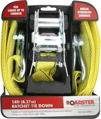  - 14Ft Long Ratchet Tie Down Load Securing Strap Loading Cargo Tool Set
