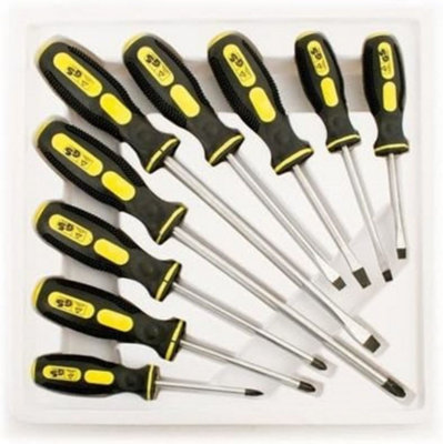 B&Q -  9Pcs Rayyan Linen's Screwdriver Set Tool Soft Grip Handles Magnetic Tips Kit