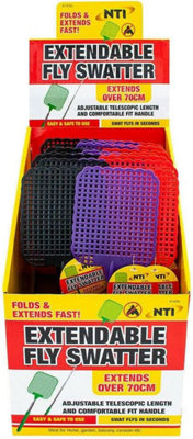 Set Of 2 Telescopic Fly Swatter Handle Extendable Catcher Swat Bugs Wasp from B&Q