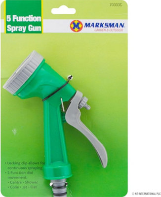 B&Q -  5 Function Spray Gun Hose Pipe Attachment Multi Pattern Water Sprayer Garden