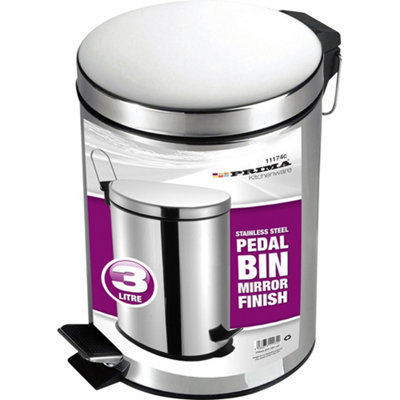 Stainless Steel 3 Litre Bin Indoor Household Kitchen Waste Rubbish Disposal from B&Q