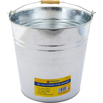 Marksman 12L Galvanised Steel Bucket With Wooden Handle Water Coal Multi Purpose from B&Q