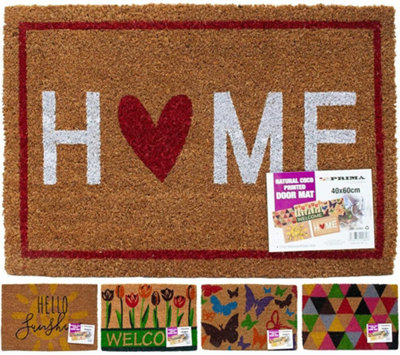  - Natural Coco Printed Door Mat 40 X 60Cm Home Entrance Coir Outdoor Indoor Porch
