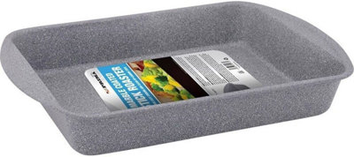  - Grey Marble Coated Roaster Tray Non Stick Kitchen Roasting Dish Oven Bake Cooking Handles