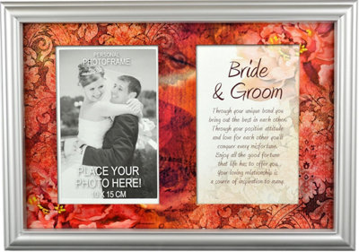  - Personal Photo Frame With Stand Memory Picture Print Poem Wall Hanging Message Bride And Groom