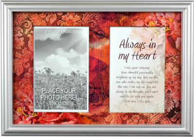  - Personal Photo Frame With Stand Memory Picture Print Poem Wall Hanging Message Always In My Heart