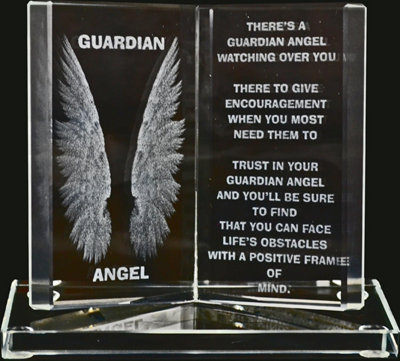 Engraved Glass Crystal Book Gift Set Poetic Inscribed Writing Ornament Message Guardian Angel from B&Q
