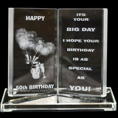 Engraved Glass Crystal Book Gift Set Poetic Inscribed Writing Ornament On Your 50Th from B&Q