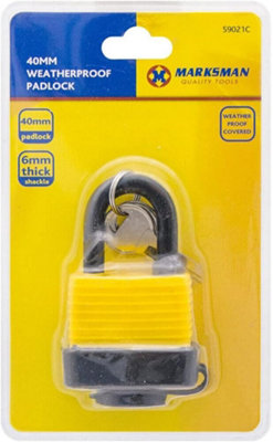 Marksman Long Shackle Heavy Duty Pad Lock Keys Locker Weatherproof Toolbox Shed 40mm from B&Q