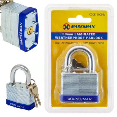 Marksman Heavy Duty Laminated Padlock 50mm Security Locker Toolbox Shed Gates Garage Multi Use from B&Q