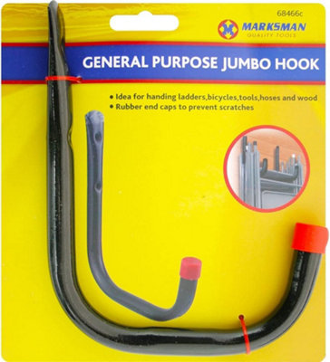 Marksman Pack Of 2 General Purpose Jumbo Hook Utility Tool Bike Ladder Hose Shed Garage Storage from B&Q