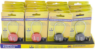 B&Q -  Set Of 2 Security 3 Digit Combination Loop Padlock Weatherproof Backpack Lock Luggage