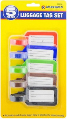 Marksman 10Pc Luggage Tag Set Travel Holiday Suitcase Address Name Label Multi Purpose from B&Q