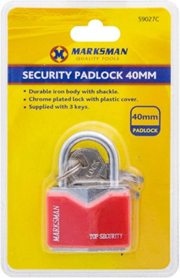 Marksman Pack Of 2 Heavy Duty Padlock With 3 Keys Security Lock Luggage Locker 40mm from B&Q