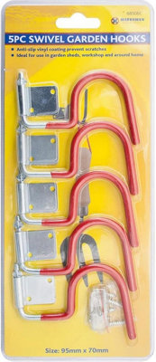 Marksman Pack Of 2 5Pc Swivel Garden Hooks Set Garage Shed Storage Hanging Hooks Holder Screws from B&Q