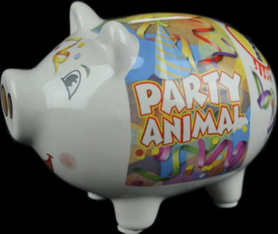 Ceramic Piggy Bank Coins Money Box Secure Safe Savings Cash Novelty Retirement Fund from B&Q