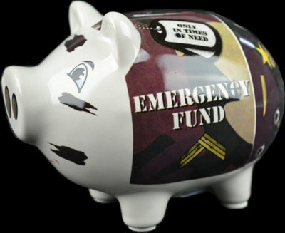B&Q Ceramic Piggy Bank Secure Safe Savings Cash Money Box Coins Novelty Emergency Fund