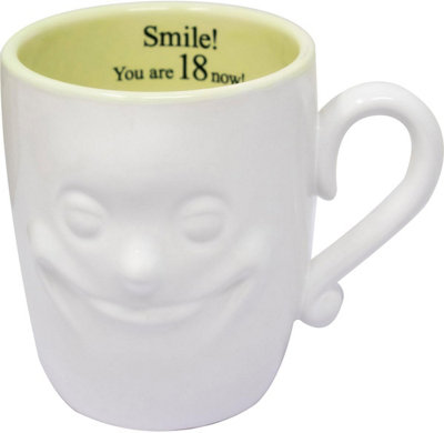 Smiling Face Mug Tea Coffee Ceramic Cup Gift Set Fine China Novelty New 3D  Birthday Message 18 Year Old from B&Q