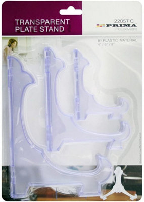 - 3Pc Plate Stand Clear Transparent Decorative Holder Picture Frame Photo Bowl