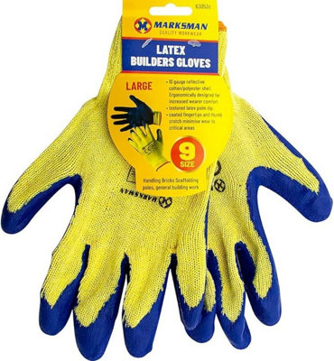 Marksman 12 Pairs Latex Coated Builders Garden Work Gardening Gloves Large Multi Use from B&Q