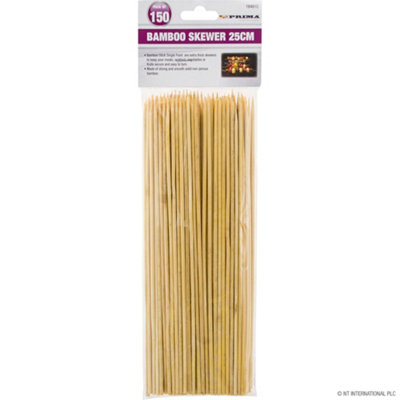 450 Bamboo Skewers Bbq Kebab Wooden Wood Sticks Fruit Barbecue Food 25Cm from B&Q