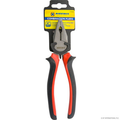 Marksman Combination Pliers Set 8 Inch Handle Steel Plier Cutter Hand Tool Soft Grip from B&Q