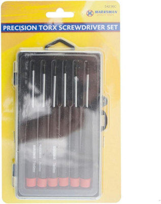 Marksman 6Pc Precision Torx Screwdriver Set Diy Storage Case Hand Tools Workshop from B&Q