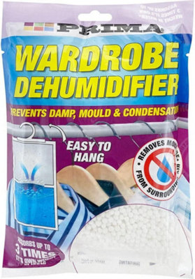 Set Of 2 Unscented Portable Wardrobe Dehumidifier Prevent Damp Mould Hanging Condensation Remover 210G from B&Q