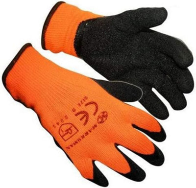 Marksman 12 Pairs Hi Viz Thermal Winter Builders Latex Rubber Work Gloves Size 9 from B&Q