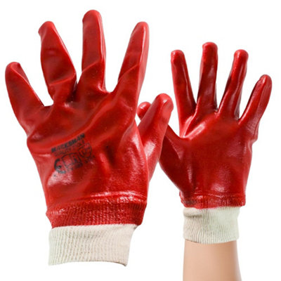 Marksman Set Of 4 Pairs Red Pvc Rubber Safety Builders Work Gloves Protect Diy Tear Resistant Health & Safety Glove Multi Purpose Diy from B&Q