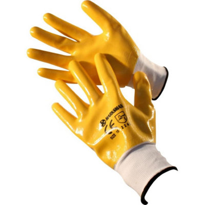 Marksman 12 Pairs Mens Pvc Work Gloves Polyester Shell Nitrile Coating Gardening Medium from B&Q