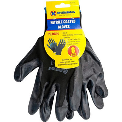Marksman Set Of 12 Pairs Nitrile Coated Gloves Work Mechanic Builders Grip Gardening Medium from B&Q