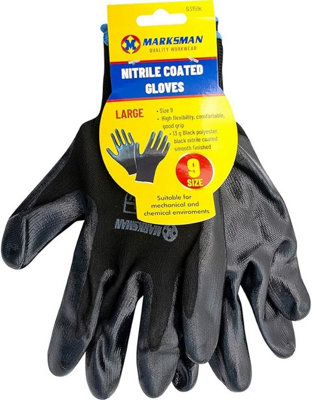 Marksman 12 Pairs Nitrile Coated Gloves Gardening Work Mechanic Builders Grip Large from B&Q