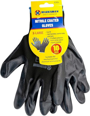 Marksman 12 Pairs Nitrile Coated Gloves Gardening Work Mechanic Builders Grip X-Large from B&Q