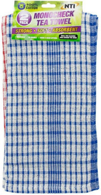 6Pc Monocheck Tea Towels Kitchen Absorbent Cleaning Soft Household Washable from B&Q