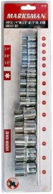 Marksman 14Pc Dr Star Socket Set Chrome Vanadium Rail Garage Tool  1/4 3/8 1/2 Inches from B&Q