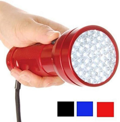 51 Led Aluminium Torch Super Hiking Ultra Bright Camping Strap Flashlight Red from B&Q