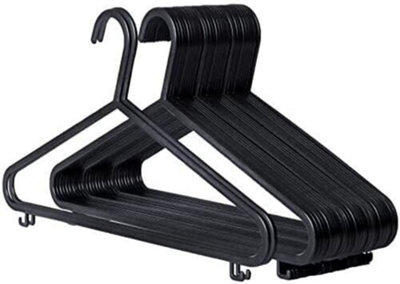 - Pack Of 16 Black Clothes Hangers Garments Coat Plastic Hanger Trouser Wardrobe