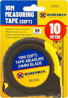 B&Q -  Measuring Tape Measurer 33Ft Grip Safety Lock Builders Carpenter Hand Tool 10M