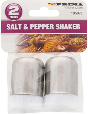 Pack Of 2 Stainless Steel Salt Pepper Shaker Kitchen Dispenser Steel Cooking from B&Q