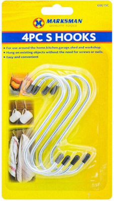 Marksman 3 X Set Of 4 S Hooks Kitchen Meat Pan Utensil Clothes Hooks Hanger Hanging Garage from B&Q
