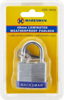 Marksman Heavy Duty Laminated Padlock Security Locker Garage Toolbox Shed Gates 40mm from B&Q